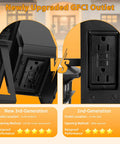 Comparison of new 3rd-gen and 2nd-gen GFCI outlets on dusk to dawn outdoor light with GFCI outlet and dual receptacles, waterproof wall sconce