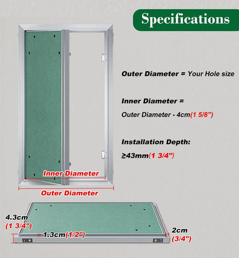 Flawless Flush Mount Aluminum Access Panel Concealed Drywall Inspection Cover 37X37 Inch dimensions and specifications diagram.