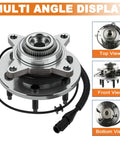 Front Wheel Hub Bearing Assembly Pair for 2005-2008 Ford F-150 4WD and 2006-2008 Lincoln Mark LT 6-Lug With ABS Sensor multi-angle