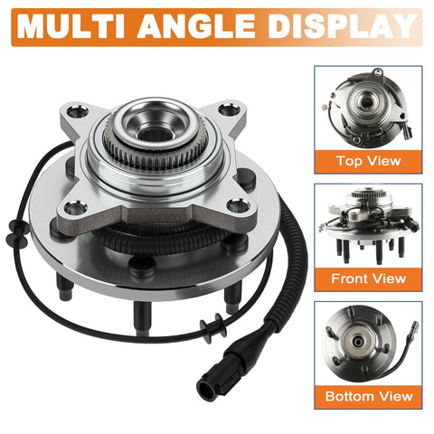 Front Wheel Hub Bearing Assembly Pair for 2005-2008 Ford F-150 4WD and 2006-2008 Lincoln Mark LT 6-Lug With ABS Sensor multi-angle