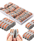 SPL-1 Compact Wire Connectors With Lever, Double-Sided Electrical Terminal Blocks For Quick And Easy Plug And Play Connections, 250V 32A Rated, 24 Pcs Pack in a storage tray