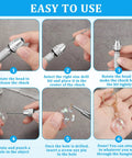 Pin Vise Hand Drill Set With 600 Eye Hooks And 10 Drill Bit Sizes For Jewelry Making, showing step-by-step usage instructions.