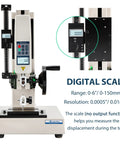 500N Force Gauge With Wheel Operated Test Stand 180mm Stroke USB Data Output 999 Peak Data Storage Free Software For Exporting Test Data And Charts Includes CH340 Cable, digital scale