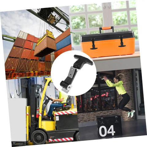 2 Pack Stainless Steel T Handle Draw Latches with flexible rubber for tool box and cart, designed for vibration absorption.