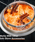 Bonfire Shield Spark Protector Mesh Screen For Fire Pits Durable Stainless Steel Guard with sausages cooking over flames