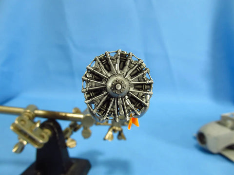 Plug And Play Drop In Engine Detail Set For Ju 52 Model Aircraft In One Forty Eight Scale Three D Printed Parts For Revell Monogram Kit Adds Realistic Engine Detailing To Your Junkers Ju 52 Build showcasing front engine view.