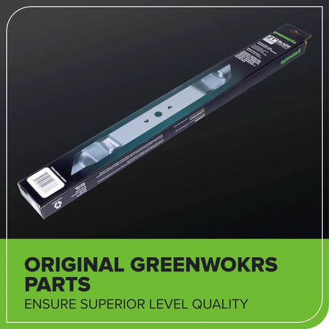 Replacement 21 Inch Mower Blade For 80V And 60V Cordless Lawn Mowers in packaging, sharp cut, beefy black finish, easy install.