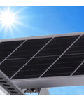 Heavy Duty 120W Solar Street Light With Motion Sensor Tough Aluminum Housing solar panel in sunlight with blue sky