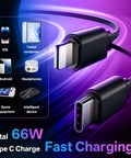 Retractable Car Charger Featuring Hella Easy 4 In 1 Fast Charging Via Usb C And Usb A Ports, black, 66W, for charging devices.