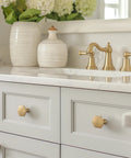 Brushed Gold Hexagon Cabinet Knobs And Drawer Pulls, 12 Pack, 1-1/3 Inch on gray bathroom vanity