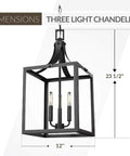 Labette Medium Three Light Hall Foyer Hanging Modern Light Fixture In Black Finish dimensions and design details