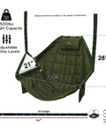 Hanging Hammock Chair For Patio With Plush Headrest And Armrests Outdoor Swing Seat With Cup Holders Includes Tree Straps Moss Green Net Fabric Built To Last 900D Oxford 500 LB Capacity