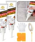 Diy Friendly Fast Drying Grout Repair Kit With Sealer For Tile Floors In Bathroom And Kitchen Recolor Cracks And Holes Renew Joints And Gaps White Grout Filler And Sealant Pen with accessories on white background