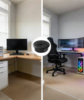 Premium Black Desk Grommets 2 Inch 10 Pack With Cable Management Kit in stylish desk setups for organized wiring.