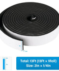 Heavy Duty CR Foam Weather Stripping Tape 2 Inch By 1/4 Inch X 13 Feet Roll showing rolled black neoprene foam tape.