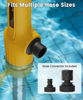 Cordless Water Transfer Pump Stick Go Cordless With 20V Battery Compatibility 720 GPH Portable Electric Pump in water with hose connectors shown