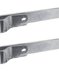 Eight Inch Heavy Duty Strap Hinge Pair Real Deal Galvanized Steel Built Different For Wood Fences Shedding Rust Outdoors Compatible Lag Screw Threaded Bolts Mounting Hardware Righteous Grip, showing two galvanized steel hinges.