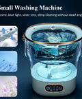 No Sweat Portable Washing Machine With Spin Basket 20 Liter Mini Washer, transparent design with deep cleaning features.