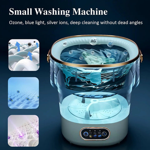 No Sweat Portable Washing Machine With Spin Basket 20 Liter Mini Washer, transparent design with deep cleaning features.