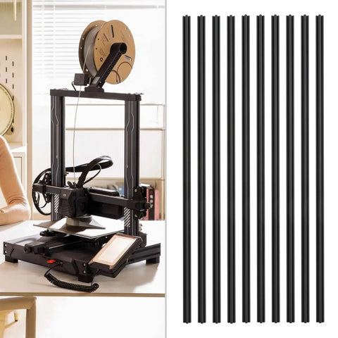 3D printer next to ten pieces T Slot Aluminum Extrusion Black 2020 Size 6063 Aluminum Profile for DIYers CNC Projects