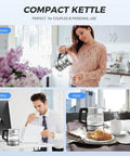 Image of Electric Glass Kettle 1L, Fast 1500W Boil, Cordless Tea Kettle With LED Indicator in use at home, office, and hotel.