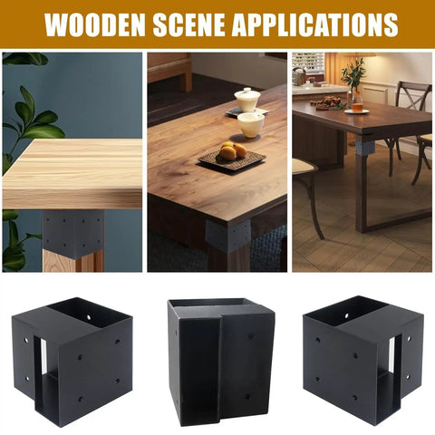 Rock Solid 8 Piece Workbench Bracket Kit For 2X4 Lumber installation examples on wooden tables showing heavy duty carbon steel brackets.
