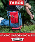 Person using All In One Garden Kneeler And Seat Bench With Tool Bag Pouch And Foam Pad Cushion Lightweight Foldable Workseat
