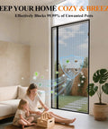 Magnetic Screen Door For 32 By 80 Inch Openings, Reversible Left Or Right Install, with easy magnetic closure, in a modern living room.