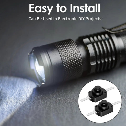 80 Piece Mini Latching Push Button Switch On Off Self Lock DC 30V 1A Black Micro Switch for DIY SMD Flashlights in use