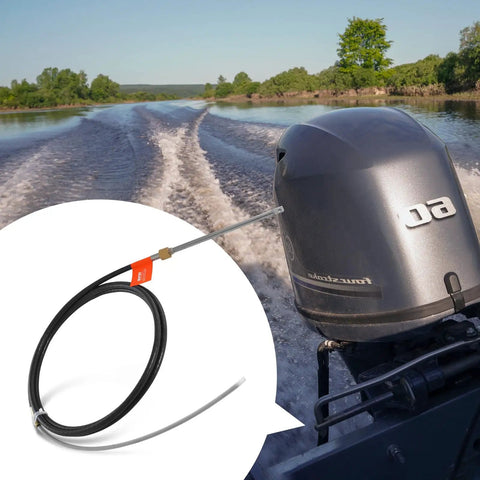 Long 17 Foot Boat Steering Cable With Three Quarter Inch Standard Tapered Shaft Marine Grade Alloy Build For Yachts