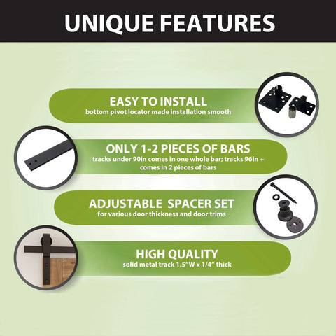 108 Inch Black Rustic Bi Folding Sliding Barn Door Hardware Kit For Four Doors Heavy Duty with unique features description.