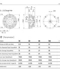 Technical drawing of Harmonic Drive Reducer Strain Wave Gearbox HS17IV for Servo Motors with measurements and specifications.