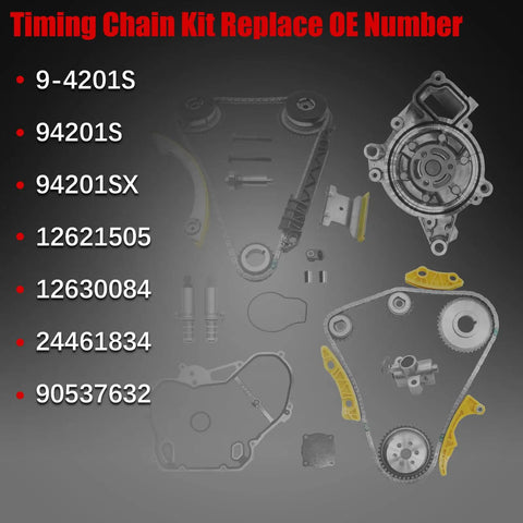 2.4L Ecotec Timing Chain Kit With Water Pump For Equinox Malibu Terrain Buick Regal Lacrosse Verano 2011-2017 2.2L 2.4L Engine With VCT Solenoid Actuator Gear 9-4201S visual diagram