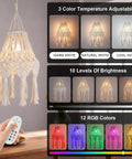 Boho Chic Macrame Pendant Lights With Tassels, Remote Dimmable And Timer, Rechargeable Cordless Hanging Lamp, color options displayed