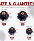 Plastic Screw On Knurled Star Knob Set For M4 M6 M8 M10 Threads Black Hand Knobs Size and Quantity Guide