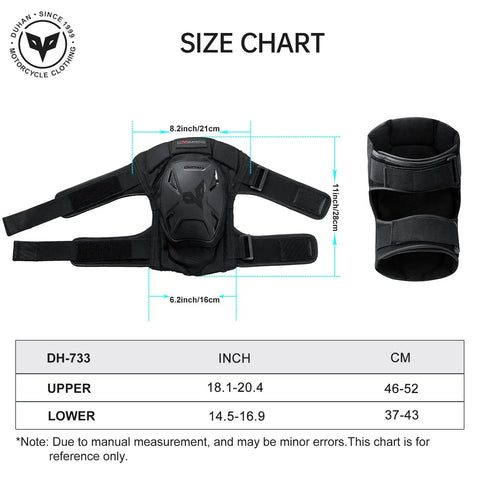 Motocross And Dirt Bike Knee Pads For Men And Women Ride Ready Gear With Tough As Nails Impact Resistant TPU Shell size chart