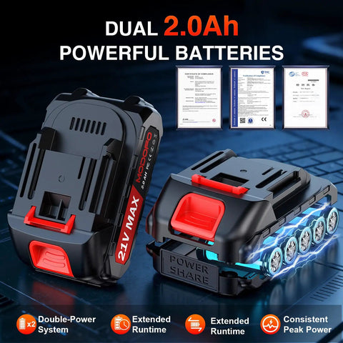 Dual 2.0Ah powerful batteries for Cordless Electric Pruning Shears With 2.1 Inch Cutting Capacity and LCD Display