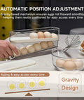 Auto Sliding Egg Organizer For Fridge 24 Egg Capacity Keeps Eggs Fresh And Organized Easy Refill White Egg Holder in kitchen setting