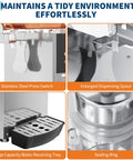 Detailed image of Heavy Duty Stainless Steel Single Tank Commercial Cold Drink Dispenser with press switch and water tray.