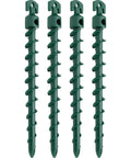 4 Pack Seven And A Half Inch Screw In Ground Anchors For Yard Tents And Tarps Green 70 Lb Pull Heavy Duty Rustproof Twist In Stakes