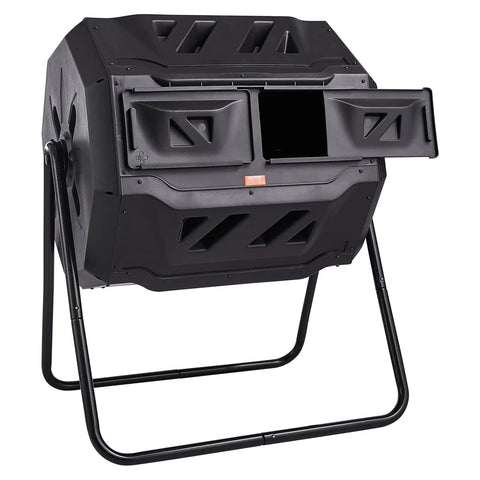 Large 43 Gallon Dual Chamber Rotating Tumbling Compost Bin With Two Sliding Doors And Steel Frame BPA Free For Garden Kitchen Yard And Outdoor Use Beast Of A Durable Outdoor Composting Solution For Home Gardens And Urban Backyards