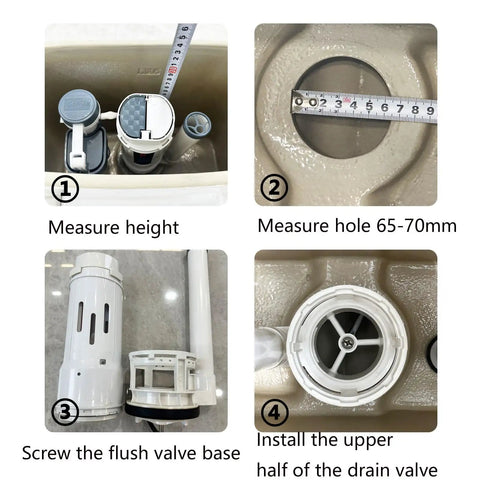 Step-by-step installation guide for Toilet Dual Flush Valve Kit With Fill Valve And Push Button 2.5 Inch Drain Outlet for one-piece toilets