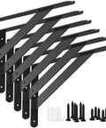 Rock Solid Heavy Duty Shelf Brackets 6 Pack Steel Wall Mount L Brackets 11.8 By 7.5 Inch with included screws.