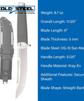 Outdoorsman Fixed Blade Knife With Six Inch VG 10 San Mai Blade Razor Sharp Straight Back Five Point One Two Five Inch Kray Ex Handle
