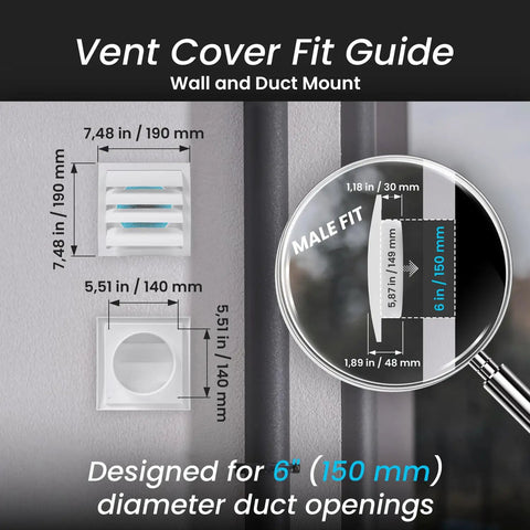 White ABS 6 Inch Dryer Vent Cover With Flaps And Insect Screen For Exterior Walls And Ducts Outdoor Vent Cover For House And Kitchen Fits Standard 6 In Dryer Vents No Fuss Installation fit guide.