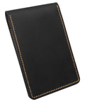 Personalized Leather Golf Yardage Book Holder and Scorecard Cover for Golfers, black leather with contrast stitching