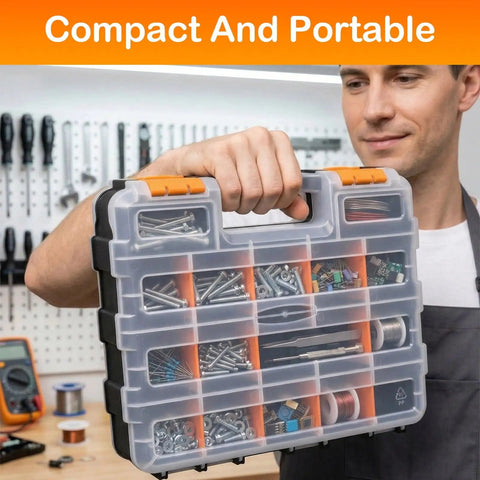 Double Sided Plastic Tool Box With Removable Dividers For Beads Screws Nuts Nails Bolts And Crafts A Handy Hardware Organizer