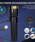 365nm UV Black Light Flashlight, 20W Rechargeable Wood Lamp with USB-C port and charging accessories included