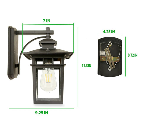 Modern Black Exterior Porch Light Wall Mount Lantern for Home Front Porch Patio Waterproof Outdoor Aluminum Clear Glass