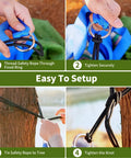 Four-step setup guide for Ultra Durable Camping Hammock With Mesh Net For Outdoor Adventures Portable Hanging Bed